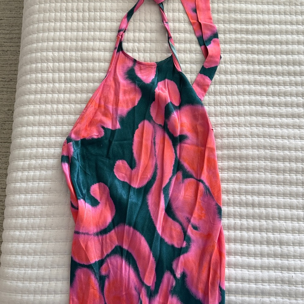 Topshop Pink and Black Halter Dress